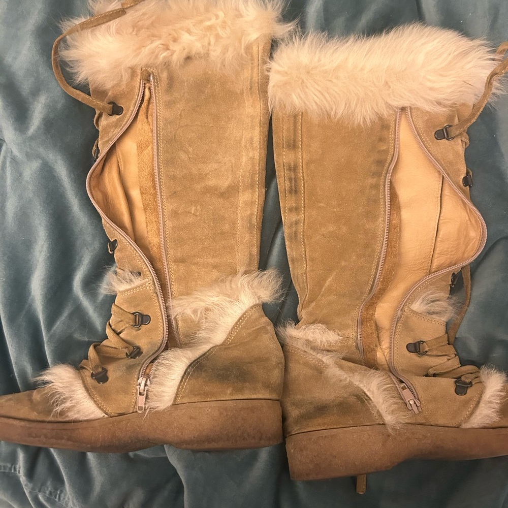 Coach Tan Suede Fur-Lined Boots - Picture 6 of 6